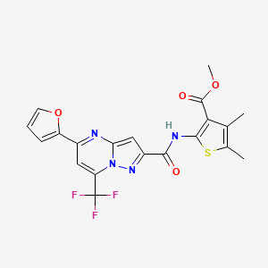 molecular formula C20H15F3N4O4S B3481521 methyl 2-({[5-(2-furyl)-7-(trifluoromethyl)pyrazolo[1,5-a]pyrimidin-2-yl]carbonyl}amino)-4,5-dimethyl-3-thiophenecarboxylate 