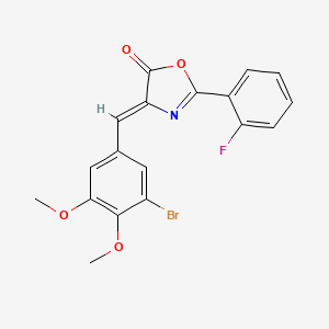 molecular formula C18H13BrFNO4 B3481535 4-(3-bromo-4,5-dimethoxybenzylidene)-2-(2-fluorophenyl)-1,3-oxazol-5(4H)-one 