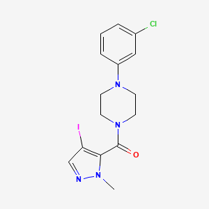 molecular formula C15H16ClIN4O B3481542 1-(3-chlorophenyl)-4-[(4-iodo-1-methyl-1H-pyrazol-5-yl)carbonyl]piperazine 