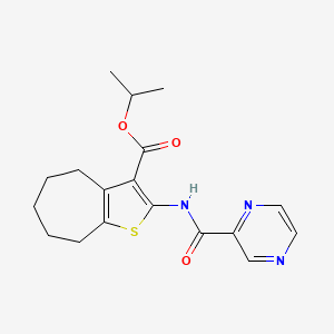 molecular formula C18H21N3O3S B3481550 isopropyl 2-[(2-pyrazinylcarbonyl)amino]-5,6,7,8-tetrahydro-4H-cyclohepta[b]thiophene-3-carboxylate 