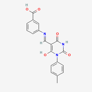molecular formula C19H15N3O5 B3481558 3-({[1-(4-methylphenyl)-2,4,6-trioxotetrahydro-5(2H)-pyrimidinylidene]methyl}amino)benzoic acid 