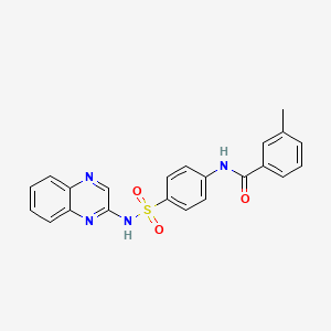 molecular formula C22H18N4O3S B3481574 3-methyl-N-{4-[(2-quinoxalinylamino)sulfonyl]phenyl}benzamide 