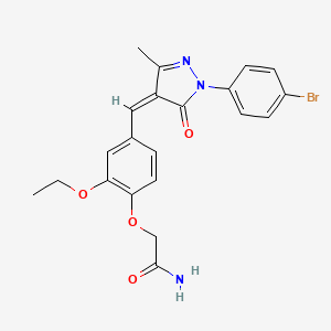 molecular formula C21H20BrN3O4 B3481604 2-(4-{[1-(4-bromophenyl)-3-methyl-5-oxo-1,5-dihydro-4H-pyrazol-4-ylidene]methyl}-2-ethoxyphenoxy)acetamide 
