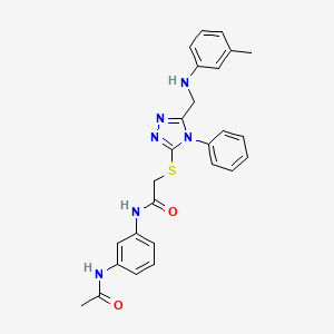 molecular formula C26H26N6O2S B3481606 N-[3-(acetylamino)phenyl]-2-[(5-{[(3-methylphenyl)amino]methyl}-4-phenyl-4H-1,2,4-triazol-3-yl)thio]acetamide 
