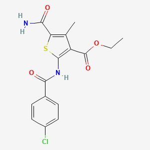 ethyl 5-(aminocarbonyl)-2-[(4-chlorobenzoyl)amino]-4-methyl-3-thiophenecarboxylate