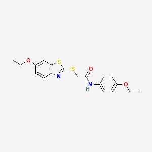 molecular formula C19H20N2O3S2 B3481748 2-[(6-ethoxy-1,3-benzothiazol-2-yl)thio]-N-(4-ethoxyphenyl)acetamide 