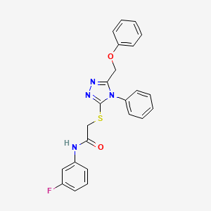 molecular formula C23H19FN4O2S B3481759 N-(3-fluorophenyl)-2-{[5-(phenoxymethyl)-4-phenyl-4H-1,2,4-triazol-3-yl]thio}acetamide 