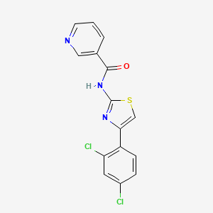molecular formula C15H9Cl2N3OS B3481782 N-[4-(2,4-dichlorophenyl)-1,3-thiazol-2-yl]nicotinamide 