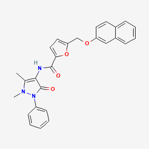 molecular formula C27H23N3O4 B3481790 N-(1,5-dimethyl-3-oxo-2-phenyl-2,3-dihydro-1H-pyrazol-4-yl)-5-[(2-naphthyloxy)methyl]-2-furamide 
