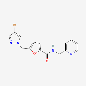 molecular formula C15H13BrN4O2 B3481811 5-[(4-bromo-1H-pyrazol-1-yl)methyl]-N-(2-pyridinylmethyl)-2-furamide 