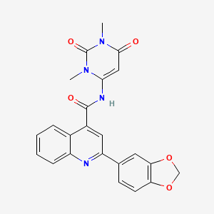 molecular formula C23H18N4O5 B3481835 2-(1,3-benzodioxol-5-yl)-N-(1,3-dimethyl-2,6-dioxo-1,2,3,6-tetrahydro-4-pyrimidinyl)-4-quinolinecarboxamide 