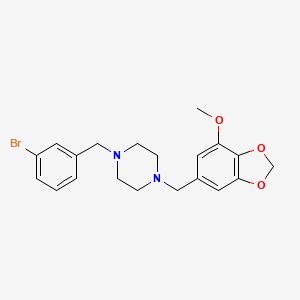 molecular formula C20H23BrN2O3 B3481908 1-(3-bromobenzyl)-4-[(7-methoxy-1,3-benzodioxol-5-yl)methyl]piperazine 