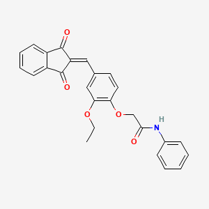 molecular formula C26H21NO5 B3481928 2-{4-[(1,3-dioxo-1,3-dihydro-2H-inden-2-ylidene)methyl]-2-ethoxyphenoxy}-N-phenylacetamide 