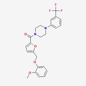 molecular formula C24H23F3N2O4 B3481949 1-{5-[(2-methoxyphenoxy)methyl]-2-furoyl}-4-[3-(trifluoromethyl)phenyl]piperazine 