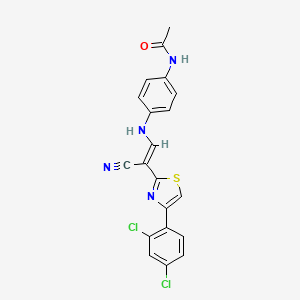 molecular formula C20H14Cl2N4OS B3481988 N-[4-({2-cyano-2-[4-(2,4-dichlorophenyl)-1,3-thiazol-2-yl]vinyl}amino)phenyl]acetamide 