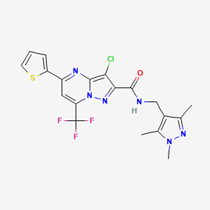 3-chloro-5-(2-thienyl)-7-(trifluoromethyl)-N-[(1,3,5-trimethyl-1H-pyrazol-4-yl)methyl]pyrazolo[1,5-a]pyrimidine-2-carboxamide