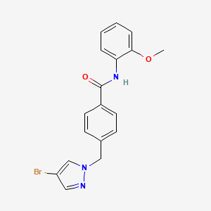 molecular formula C18H16BrN3O2 B3482034 4-[(4-bromo-1H-pyrazol-1-yl)methyl]-N-(2-methoxyphenyl)benzamide 