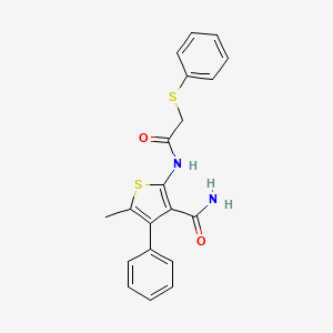molecular formula C20H18N2O2S2 B3482080 5-methyl-4-phenyl-2-{[(phenylthio)acetyl]amino}-3-thiophenecarboxamide 