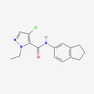 molecular formula C15H16ClN3O B3482131 4-chloro-N-(2,3-dihydro-1H-inden-5-yl)-1-ethyl-1H-pyrazole-5-carboxamide 