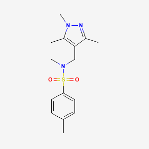 molecular formula C15H21N3O2S B3482157 N,4-dimethyl-N-[(1,3,5-trimethyl-1H-pyrazol-4-yl)methyl]benzenesulfonamide 