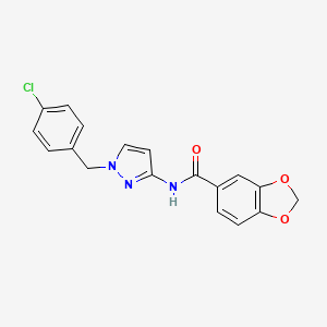 molecular formula C18H14ClN3O3 B3482206 N-[1-(4-chlorobenzyl)-1H-pyrazol-3-yl]-1,3-benzodioxole-5-carboxamide 