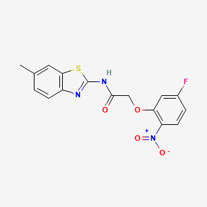 molecular formula C16H12FN3O4S B3482223 2-(5-fluoro-2-nitrophenoxy)-N-(6-methyl-1,3-benzothiazol-2-yl)acetamide 