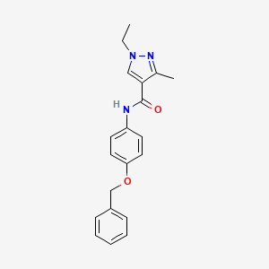 molecular formula C20H21N3O2 B3482229 N-[4-(benzyloxy)phenyl]-1-ethyl-3-methyl-1H-pyrazole-4-carboxamide 