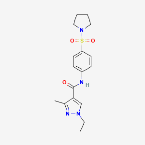 molecular formula C17H22N4O3S B3482254 1-ethyl-3-methyl-N-[4-(1-pyrrolidinylsulfonyl)phenyl]-1H-pyrazole-4-carboxamide 