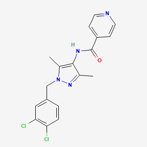 molecular formula C18H16Cl2N4O B3482259 N-[1-(3,4-dichlorobenzyl)-3,5-dimethyl-1H-pyrazol-4-yl]isonicotinamide 