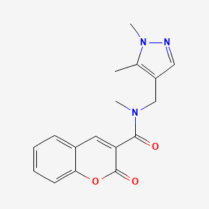 molecular formula C17H17N3O3 B3482273 N-[(1,5-dimethyl-1H-pyrazol-4-yl)methyl]-N-methyl-2-oxo-2H-chromene-3-carboxamide 