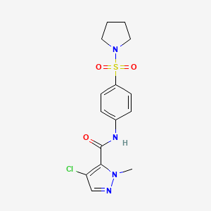 molecular formula C15H17ClN4O3S B3482280 4-chloro-1-methyl-N-[4-(1-pyrrolidinylsulfonyl)phenyl]-1H-pyrazole-5-carboxamide 