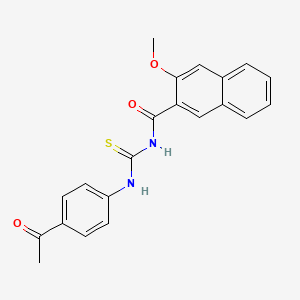 molecular formula C21H18N2O3S B3482326 N-{[(4-acetylphenyl)amino]carbonothioyl}-3-methoxy-2-naphthamide 