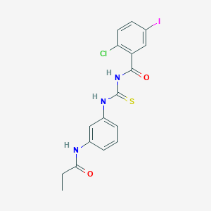 molecular formula C17H15ClIN3O2S B3482332 2-chloro-5-iodo-N-({[3-(propionylamino)phenyl]amino}carbonothioyl)benzamide 