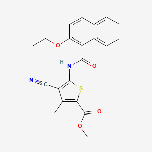 molecular formula C21H18N2O4S B3482369 methyl 4-cyano-5-[(2-ethoxy-1-naphthoyl)amino]-3-methyl-2-thiophenecarboxylate 