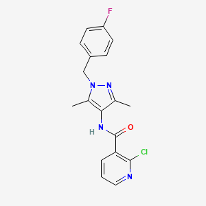 molecular formula C18H16ClFN4O B3482372 2-chloro-N-[1-(4-fluorobenzyl)-3,5-dimethyl-1H-pyrazol-4-yl]nicotinamide 