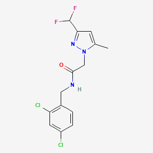 molecular formula C14H13Cl2F2N3O B3482388 N-(2,4-dichlorobenzyl)-2-[3-(difluoromethyl)-5-methyl-1H-pyrazol-1-yl]acetamide 