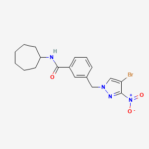 molecular formula C18H21BrN4O3 B3482423 3-[(4-bromo-3-nitro-1H-pyrazol-1-yl)methyl]-N-cycloheptylbenzamide 