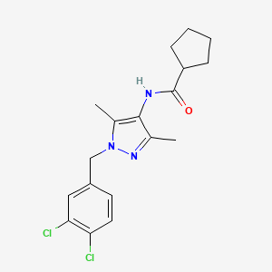 molecular formula C18H21Cl2N3O B3482429 N-[1-(3,4-dichlorobenzyl)-3,5-dimethyl-1H-pyrazol-4-yl]cyclopentanecarboxamide 