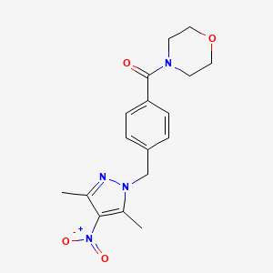molecular formula C17H20N4O4 B3482485 4-{4-[(3,5-dimethyl-4-nitro-1H-pyrazol-1-yl)methyl]benzoyl}morpholine 