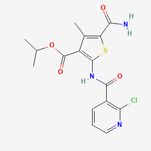 molecular formula C16H16ClN3O4S B3482524 isopropyl 5-(aminocarbonyl)-2-{[(2-chloro-3-pyridinyl)carbonyl]amino}-4-methyl-3-thiophenecarboxylate 