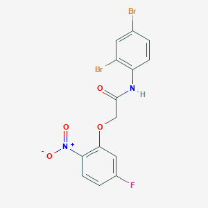 molecular formula C14H9Br2FN2O4 B3482548 N-(2,4-dibromophenyl)-2-(5-fluoro-2-nitrophenoxy)acetamide 