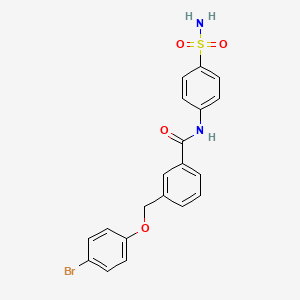 molecular formula C20H17BrN2O4S B3482566 N-[4-(aminosulfonyl)phenyl]-3-[(4-bromophenoxy)methyl]benzamide 