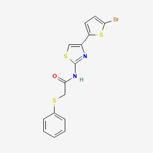 molecular formula C15H11BrN2OS3 B3482592 N-[4-(5-bromo-2-thienyl)-1,3-thiazol-2-yl]-2-(phenylthio)acetamide 