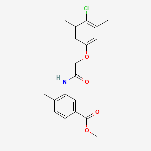 molecular formula C19H20ClNO4 B3482617 methyl 3-{[(4-chloro-3,5-dimethylphenoxy)acetyl]amino}-4-methylbenzoate 