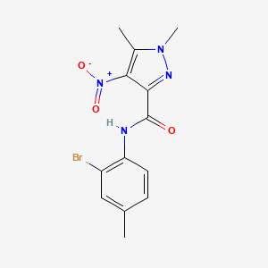 molecular formula C13H13BrN4O3 B3482622 N-(2-bromo-4-methylphenyl)-1,5-dimethyl-4-nitro-1H-pyrazole-3-carboxamide 