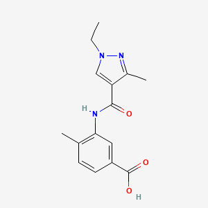molecular formula C15H17N3O3 B3482627 3-{[(1-ethyl-3-methyl-1H-pyrazol-4-yl)carbonyl]amino}-4-methylbenzoic acid 