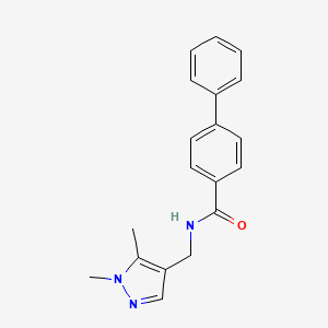 molecular formula C19H19N3O B3482671 N-[(1,5-dimethyl-1H-pyrazol-4-yl)methyl]-4-biphenylcarboxamide 