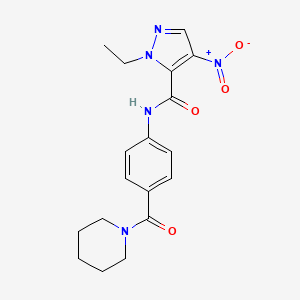 1-ethyl-4-nitro-N-[4-(1-piperidinylcarbonyl)phenyl]-1H-pyrazole-5-carboxamide