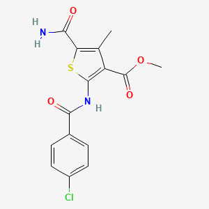 molecular formula C15H13ClN2O4S B3482687 methyl 5-(aminocarbonyl)-2-[(4-chlorobenzoyl)amino]-4-methyl-3-thiophenecarboxylate 