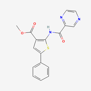 molecular formula C17H13N3O3S B3482728 methyl 5-phenyl-2-[(2-pyrazinylcarbonyl)amino]-3-thiophenecarboxylate 